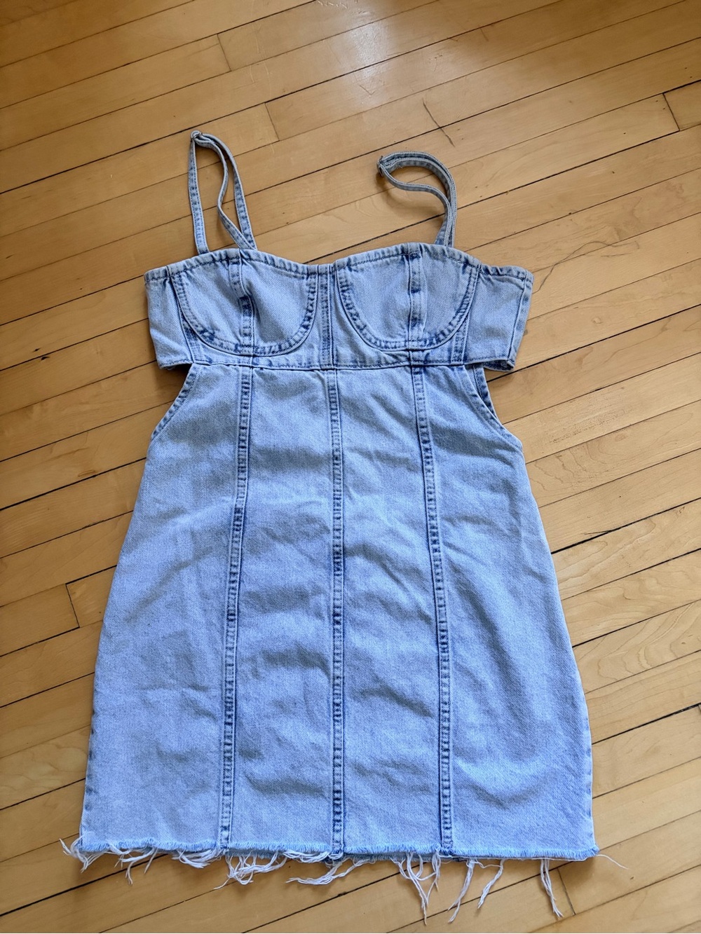 Bershka Pale Blue Denim Bustier Mini Dress
